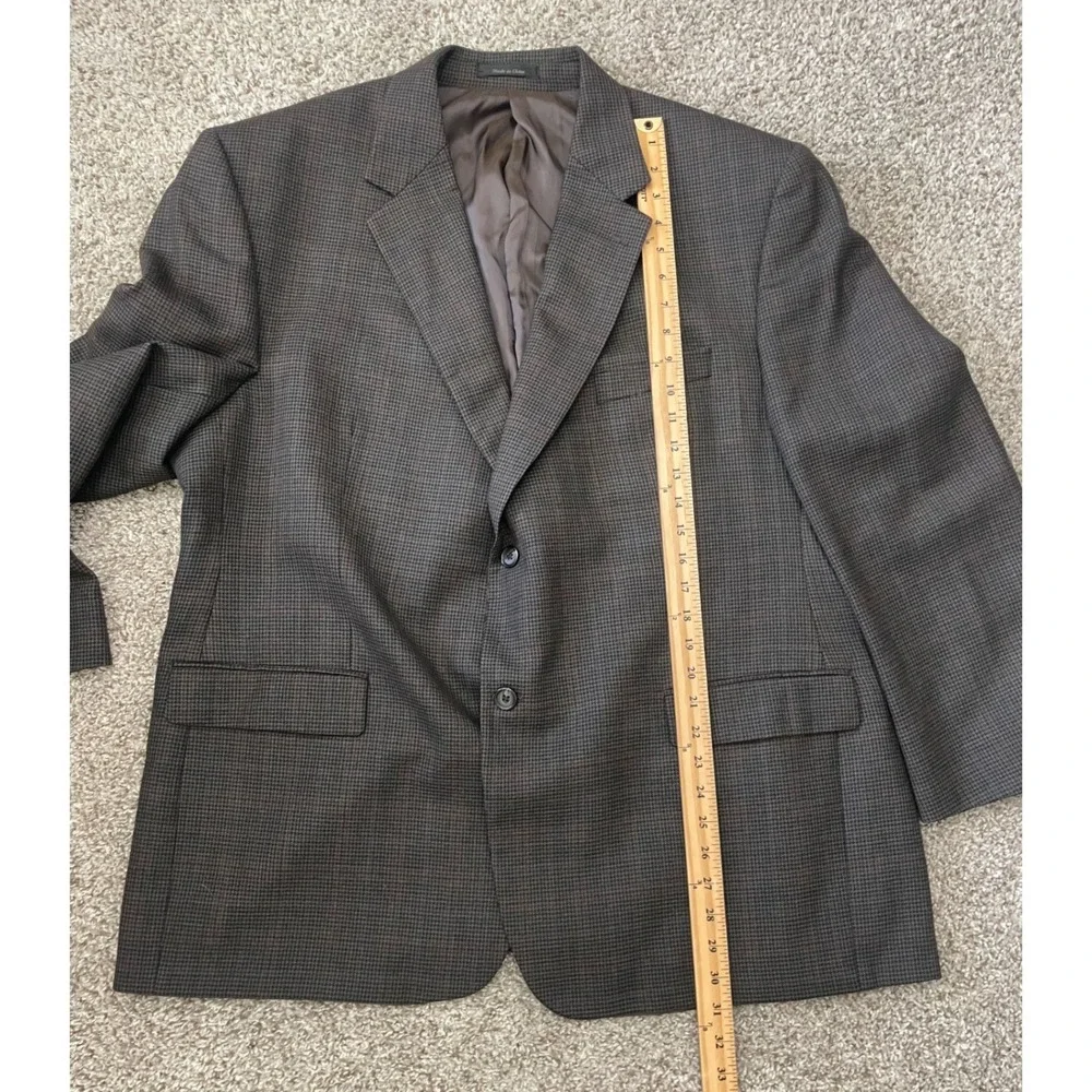 Lauren Ralph Lauren Blazer Mens 46R‎ Brown Houndstooth Sport Coat Good Condition
